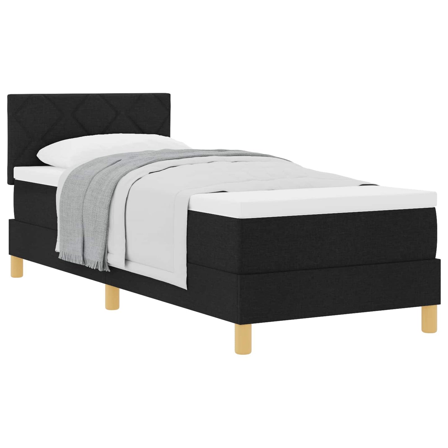 Boxspringbed met matras met hoofdeinde Zwart 80 x 200 cm Stof