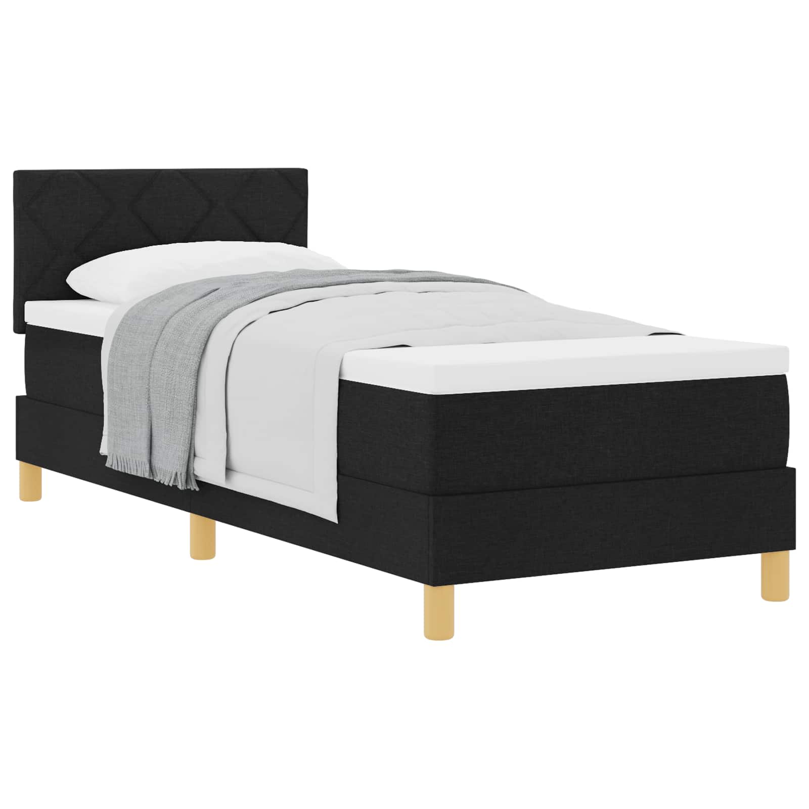 Boxspringbed met matras met hoofdeinde Zwart 80 x 200 cm Stof