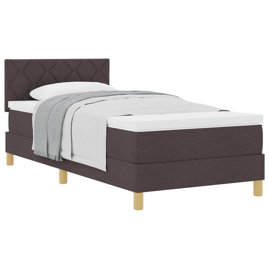 Boxspringbed met matras Donkerbruin 90 x 190 cm Stof