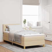 Boxspringbed 90x190 cm crème met matras en hoofdeinde