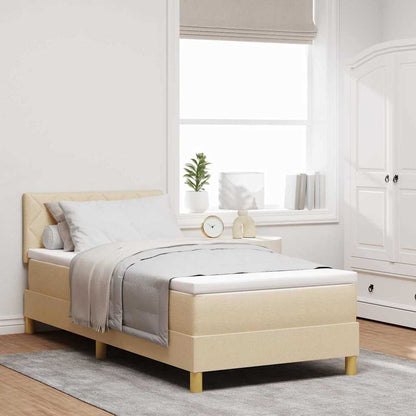 Boxspringbed met matras met hoofdeinde Crème 90 x 190 cm Stof
