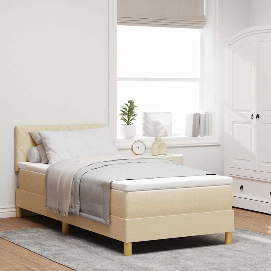Boxspringbed met matras met hoofdeinde Crème 90 x 190 cm Stof