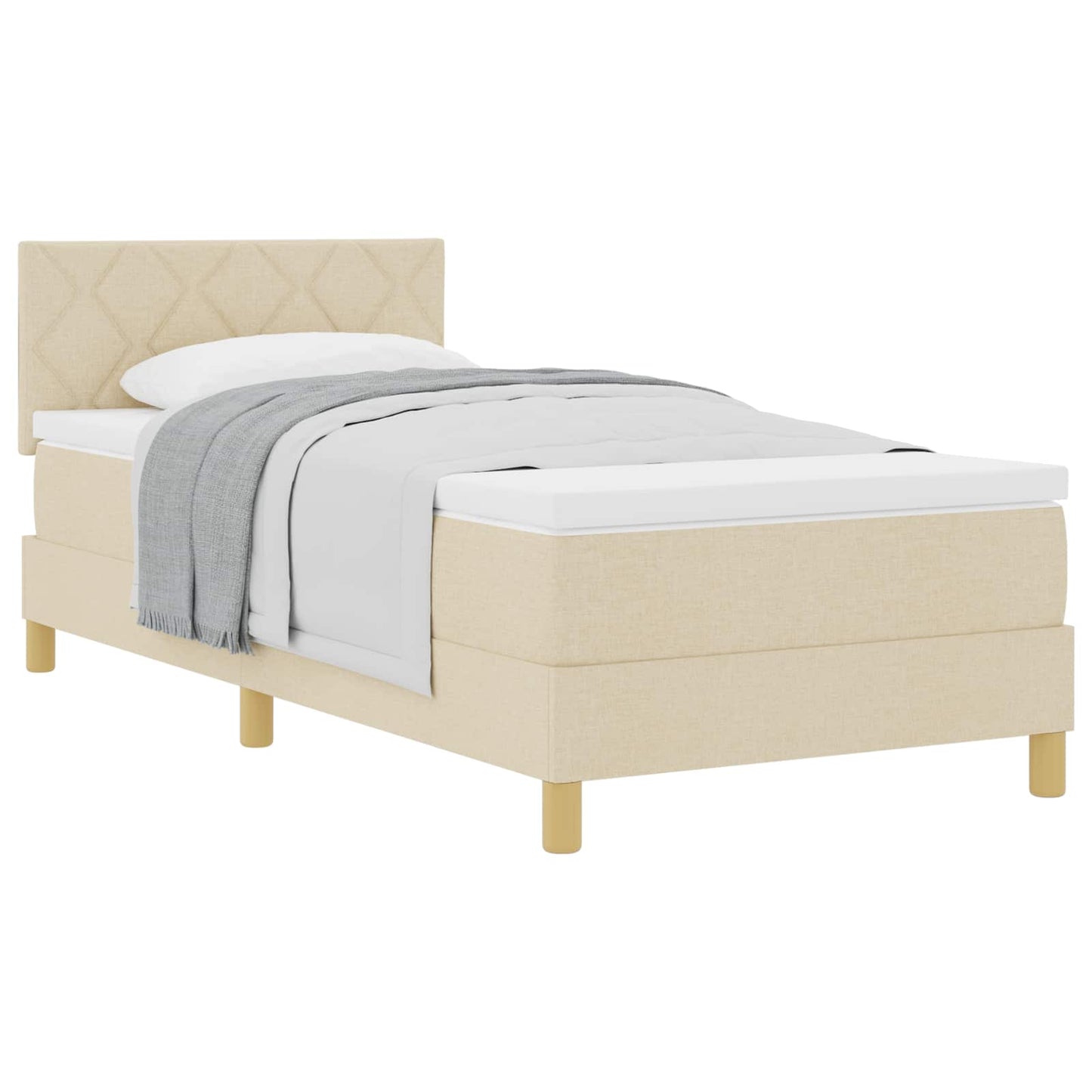 Boxspringbed met matras met hoofdeinde Crème 90 x 190 cm Stof