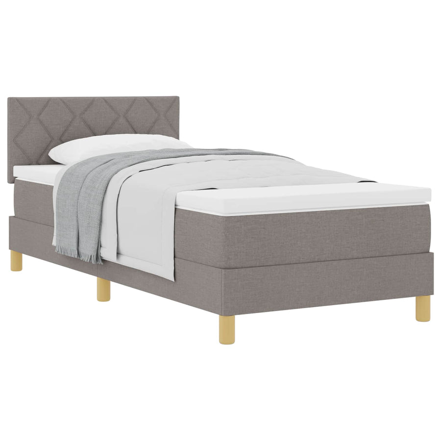 Boxspringbed met matras met hoofdeinde Taupe 90 x 200 cm Stof