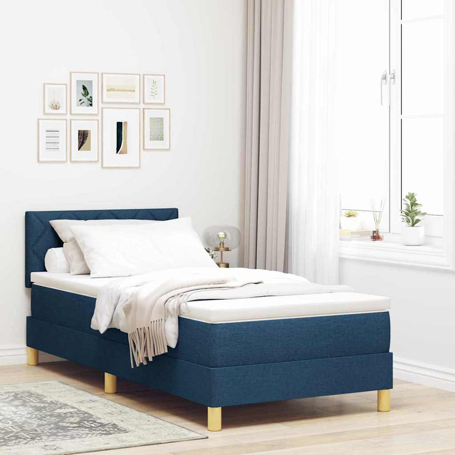Boxspringbed met matras met hoofdeinde Blauw 90 x 200 cm Stof