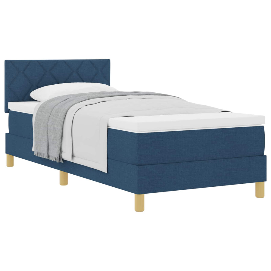 Boxspringbed met matras met hoofdeinde Blauw 90 x 200 cm Stof