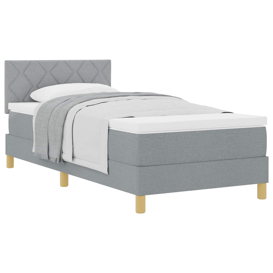 Boxspringbed met kussen Lichtgrijs 100 x 200 cm Stof
