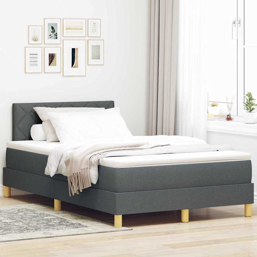 Boxspringbed met matras Donkergrijs 120 x 190 cm Stof