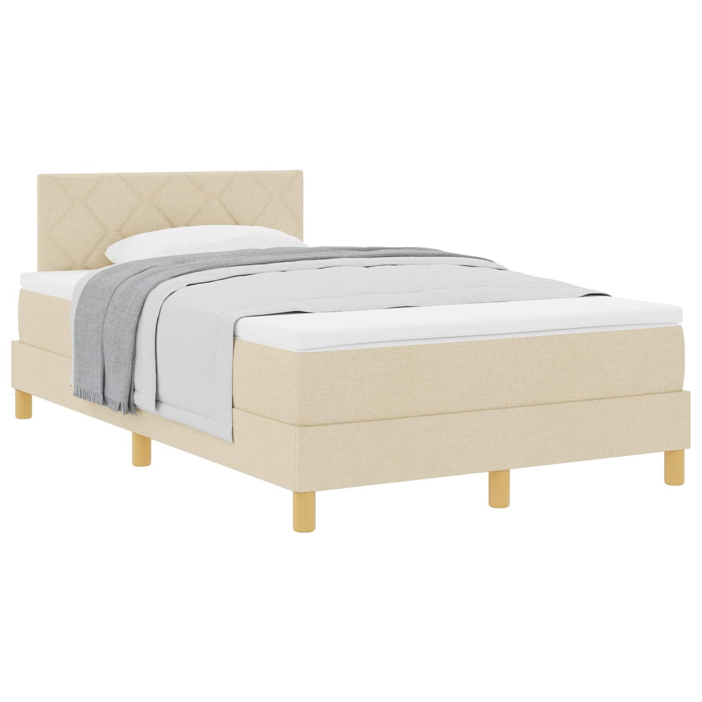 Boxspringbed met kussen met hoofdeinde Crème 120 x 190 cm Stof