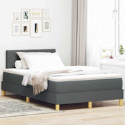 Boxspringbed 120x200 cm donkergrijs stof met matras