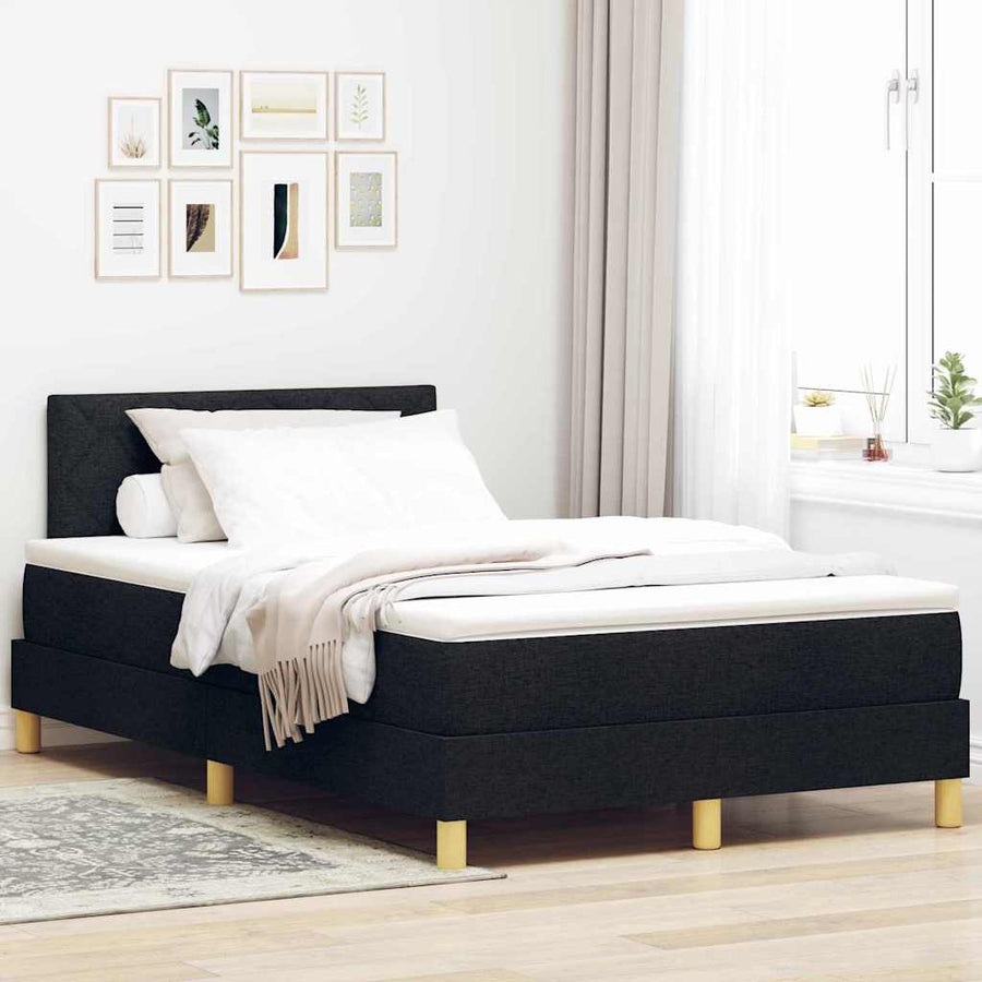 Boxspringbed met matras met hoofdeinde Zwart 120 x 200 cm Stof