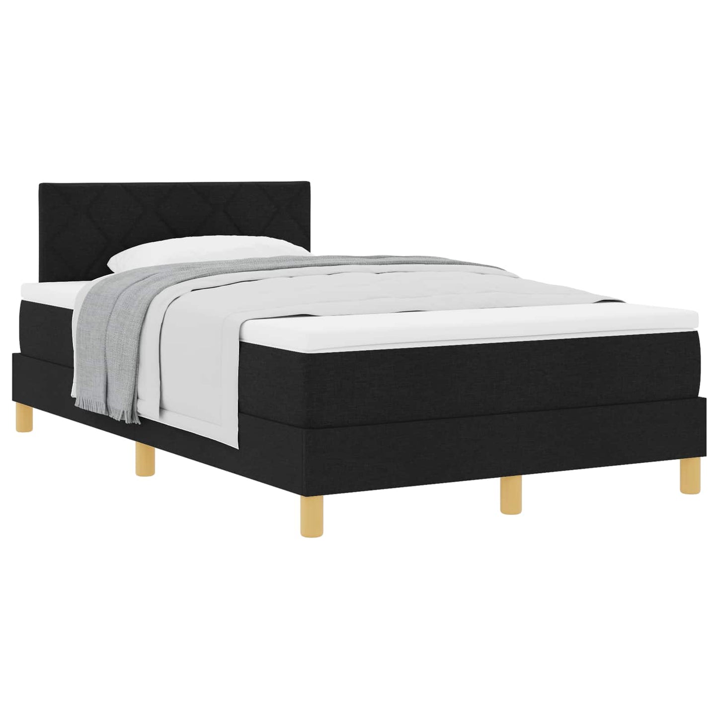 Boxspringbed met matras met hoofdeinde Zwart 120 x 200 cm Stof