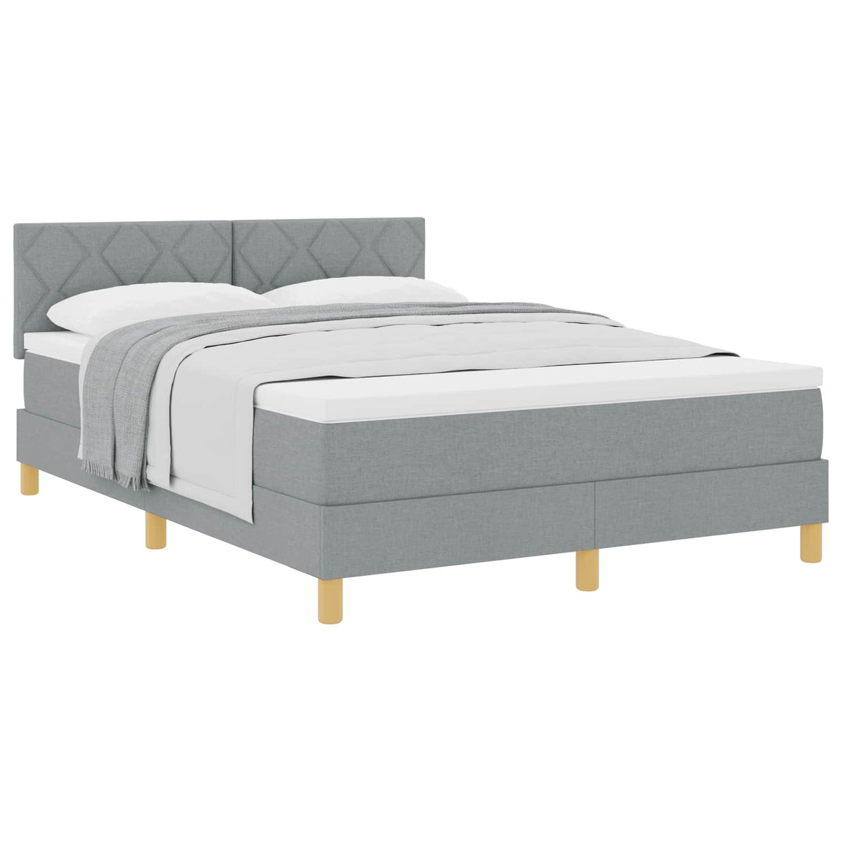 Boxspringbed met kussen Lichtgrijs 140 x 190 cm Stof