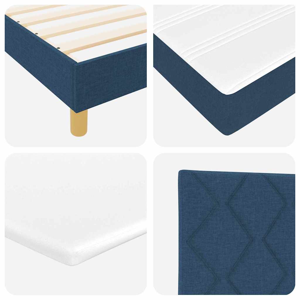 Boxspringbed met kussen met hoofdeinde Blauw 140 x 190 cm Stof
