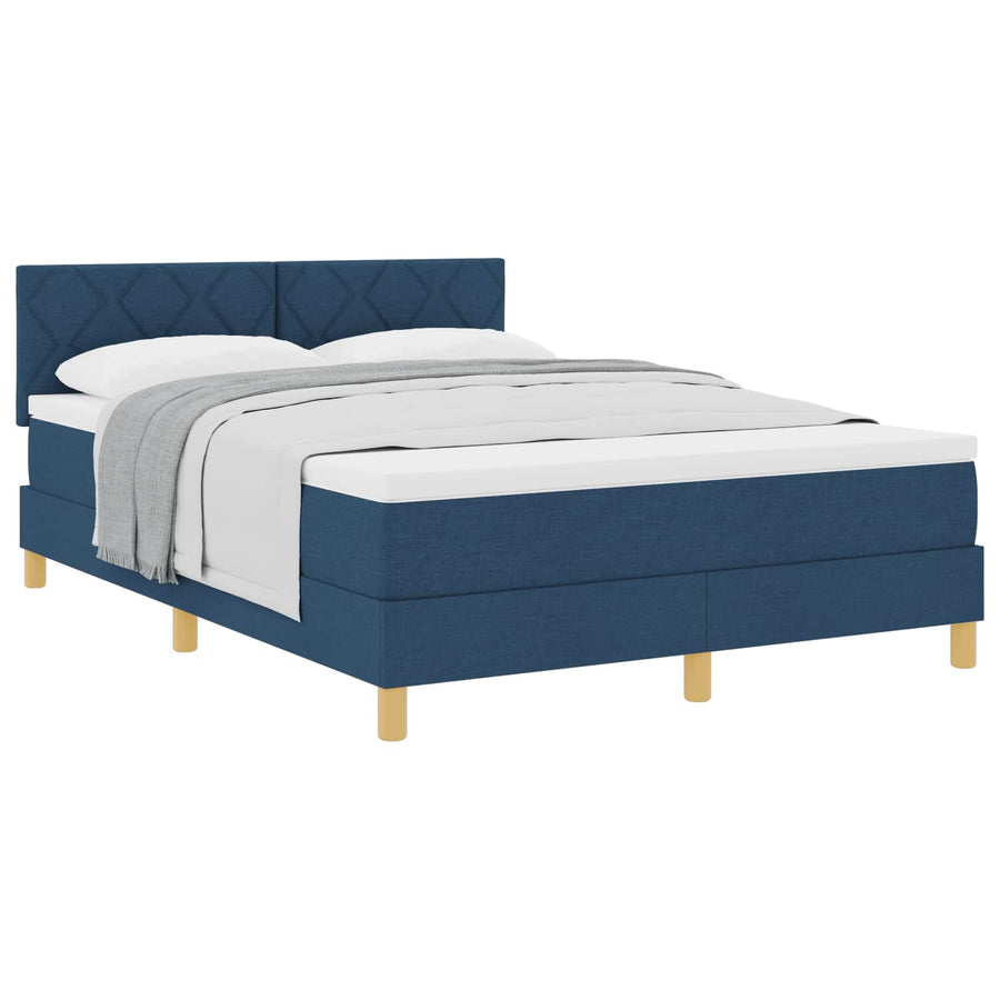 Boxspringbed met kussen met hoofdeinde Blauw 140 x 190 cm Stof