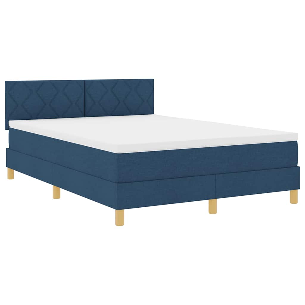 Boxspringbed met kussen met hoofdeinde Blauw 140 x 190 cm Stof