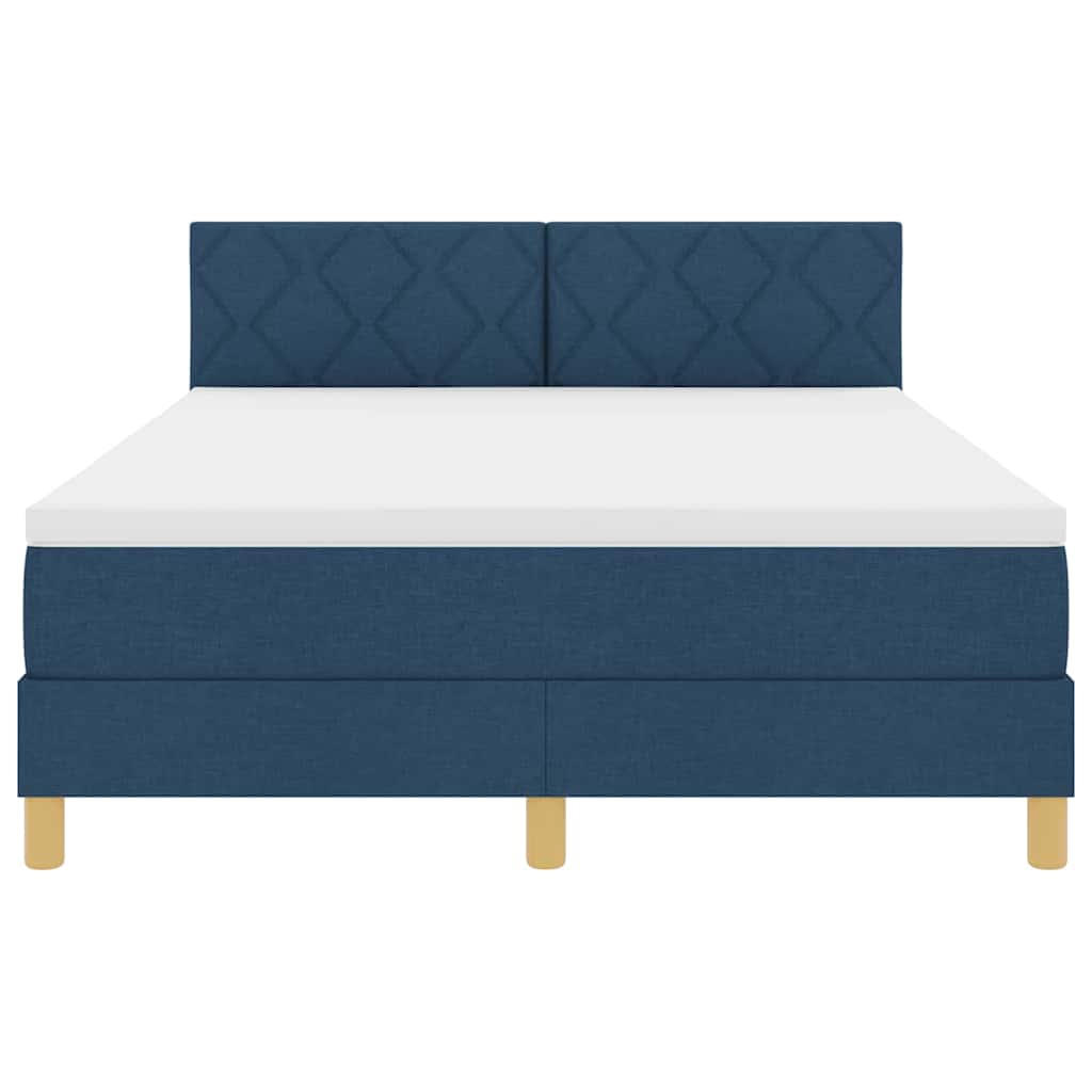 Boxspringbed met kussen met hoofdeinde Blauw 140 x 190 cm Stof