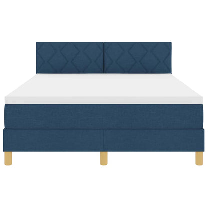 Boxspringbed met kussen met hoofdeinde Blauw 140 x 190 cm Stof