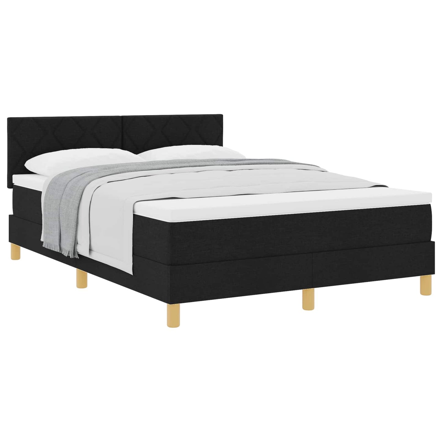 Boxspringbed met kussen met hoofdeinde Zwart 140 x 200 cm Stof