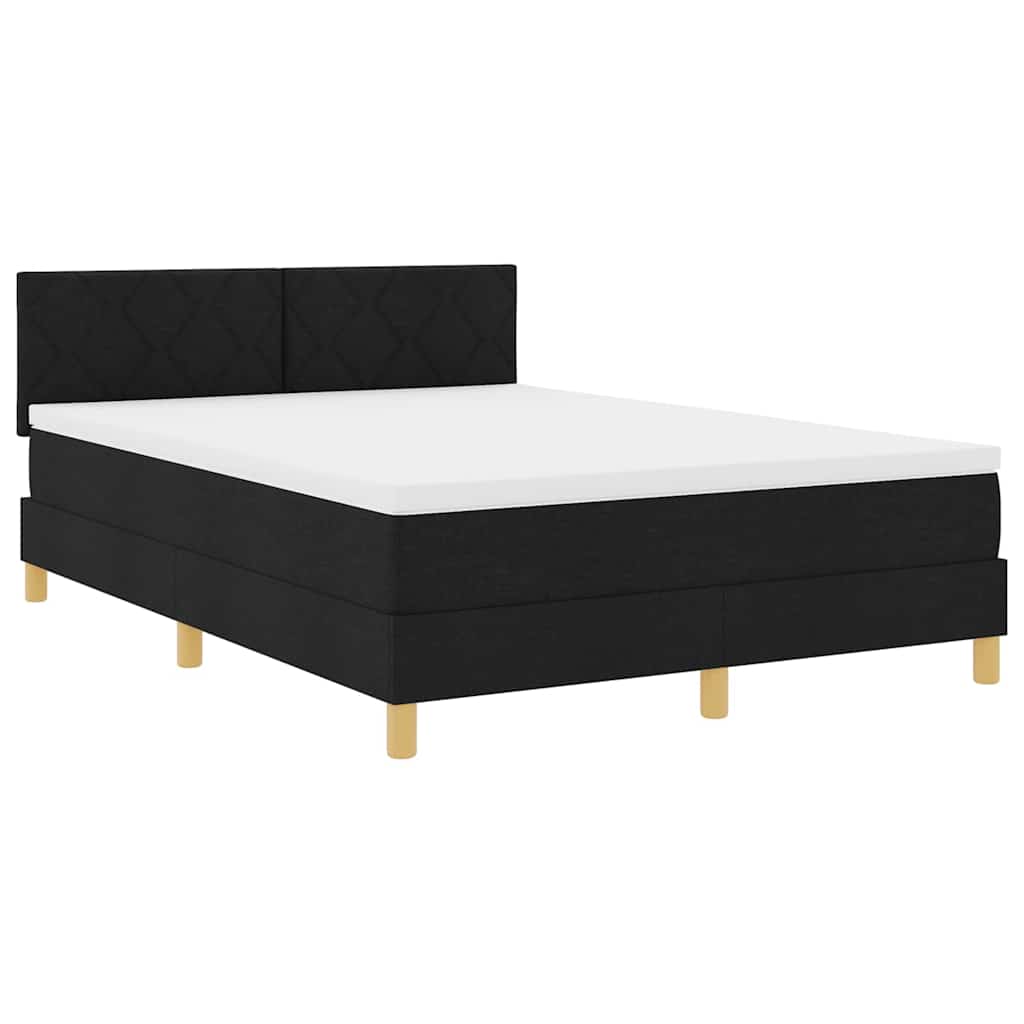 Boxspringbed met kussen met hoofdeinde Zwart 140 x 200 cm Stof