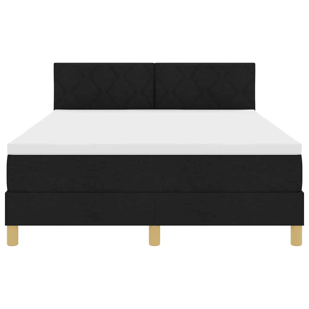 Boxspringbed met kussen met hoofdeinde Zwart 140 x 200 cm Stof