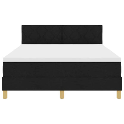Boxspringbed met kussen met hoofdeinde Zwart 140 x 200 cm Stof