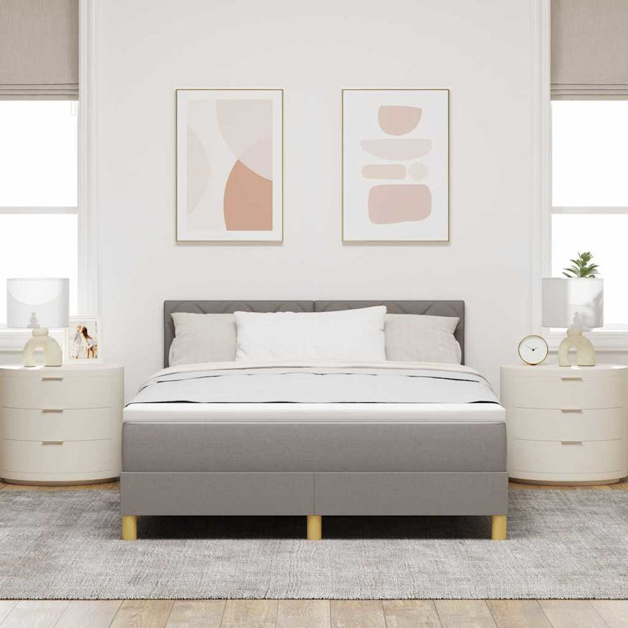 Boxspringbed met kussen met hoofdeinde Taupe 160 x 200 cm Stof