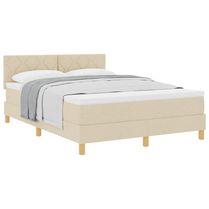 Boxspringbed met kussen met hoofdeinde Crème 160 x 200 cm Stof