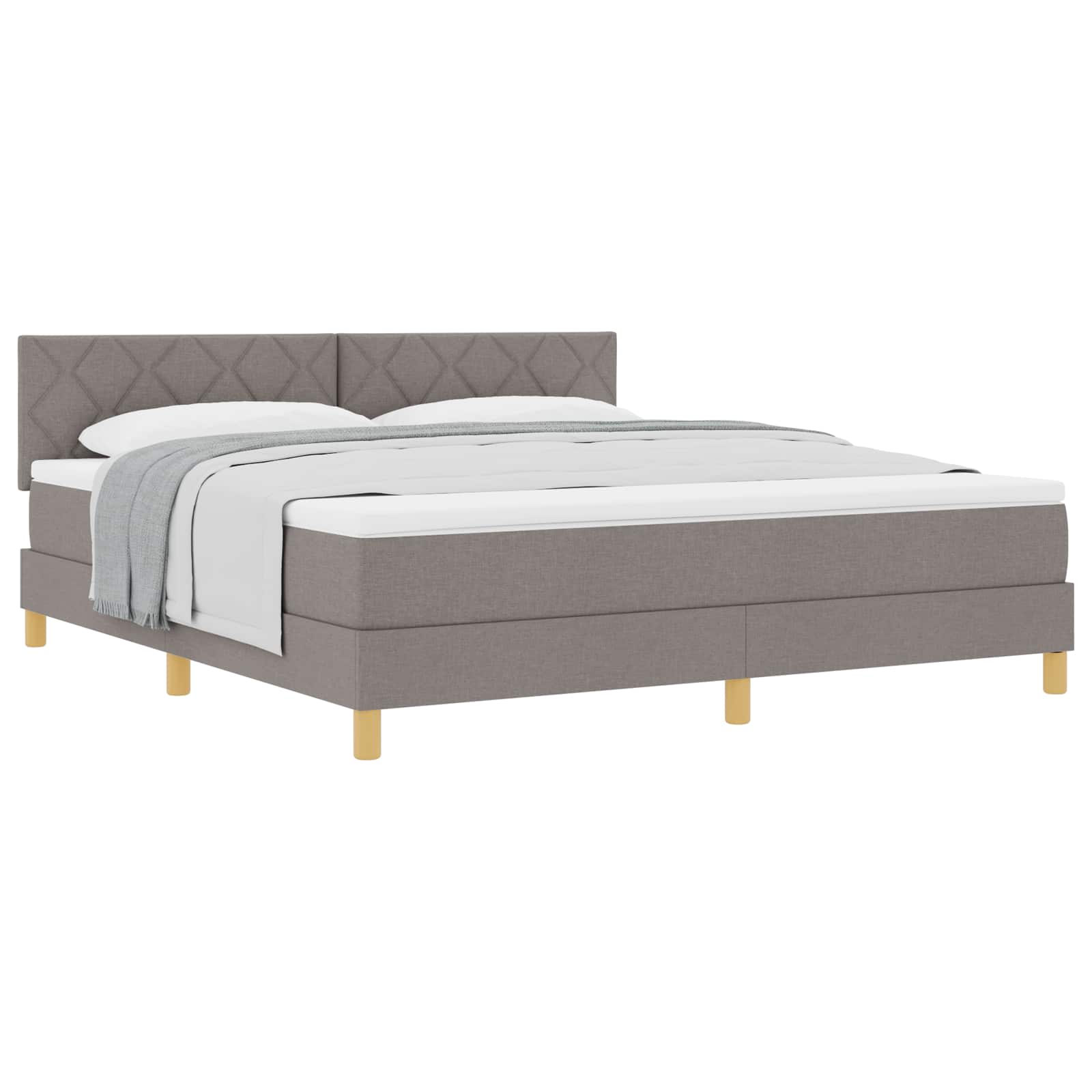 Boxspringbed met kussen met hoofdeinde Taupe 180 x 200 cm Stof