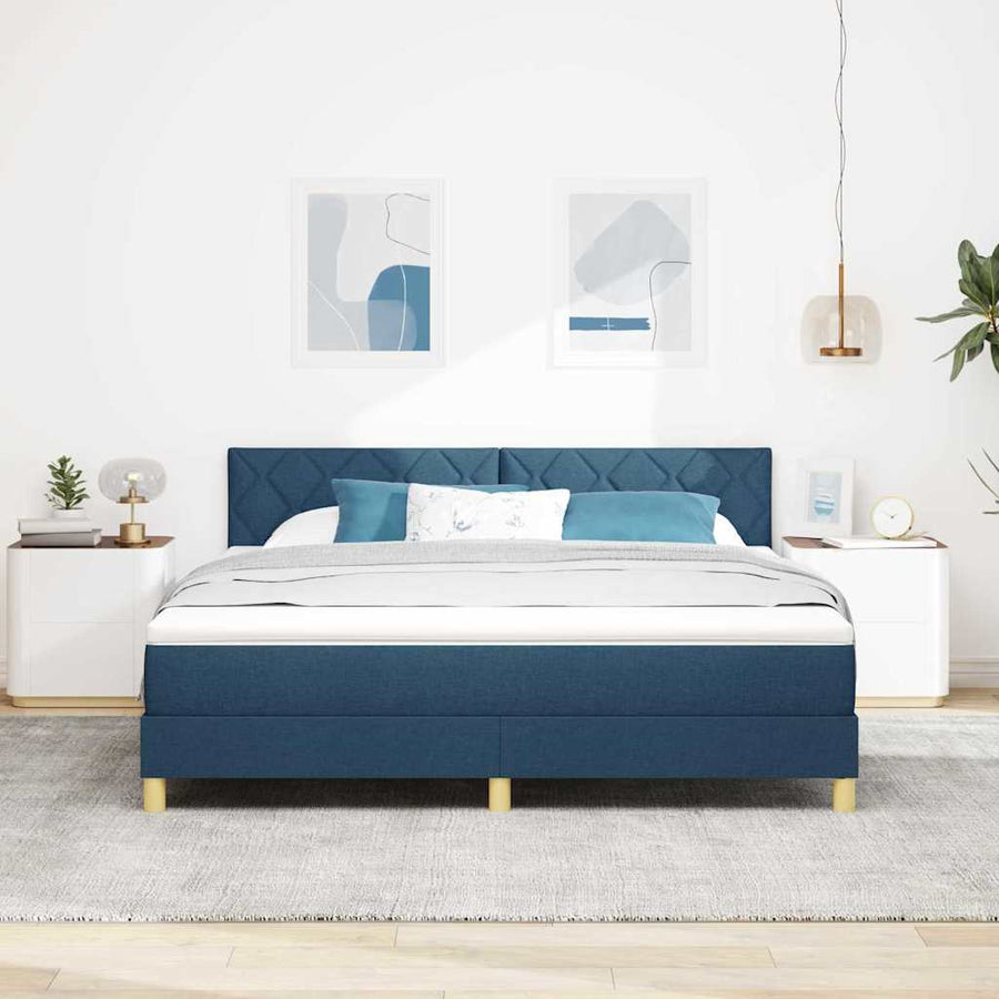 Boxspringbed met kussen met hoofdeinde Blauw 180 x 200 cm Stof