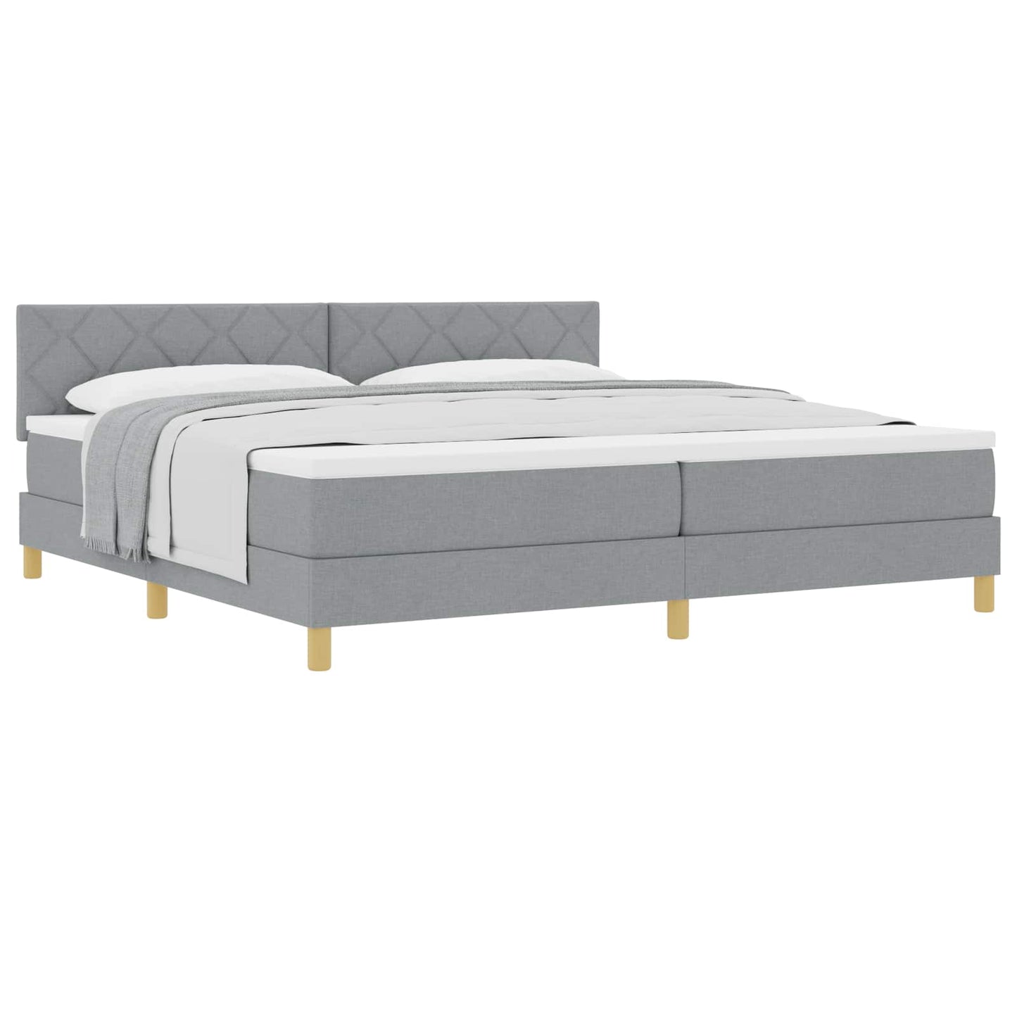 Boxspringbed met matras Lichtgrijs 200 x 200 cm Stof
