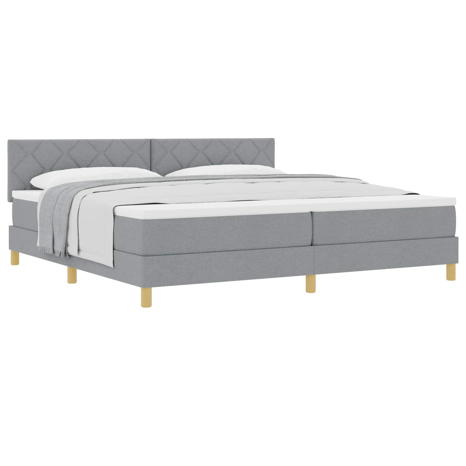 Boxspringbed met matras Lichtgrijs 200 x 200 cm Stof
