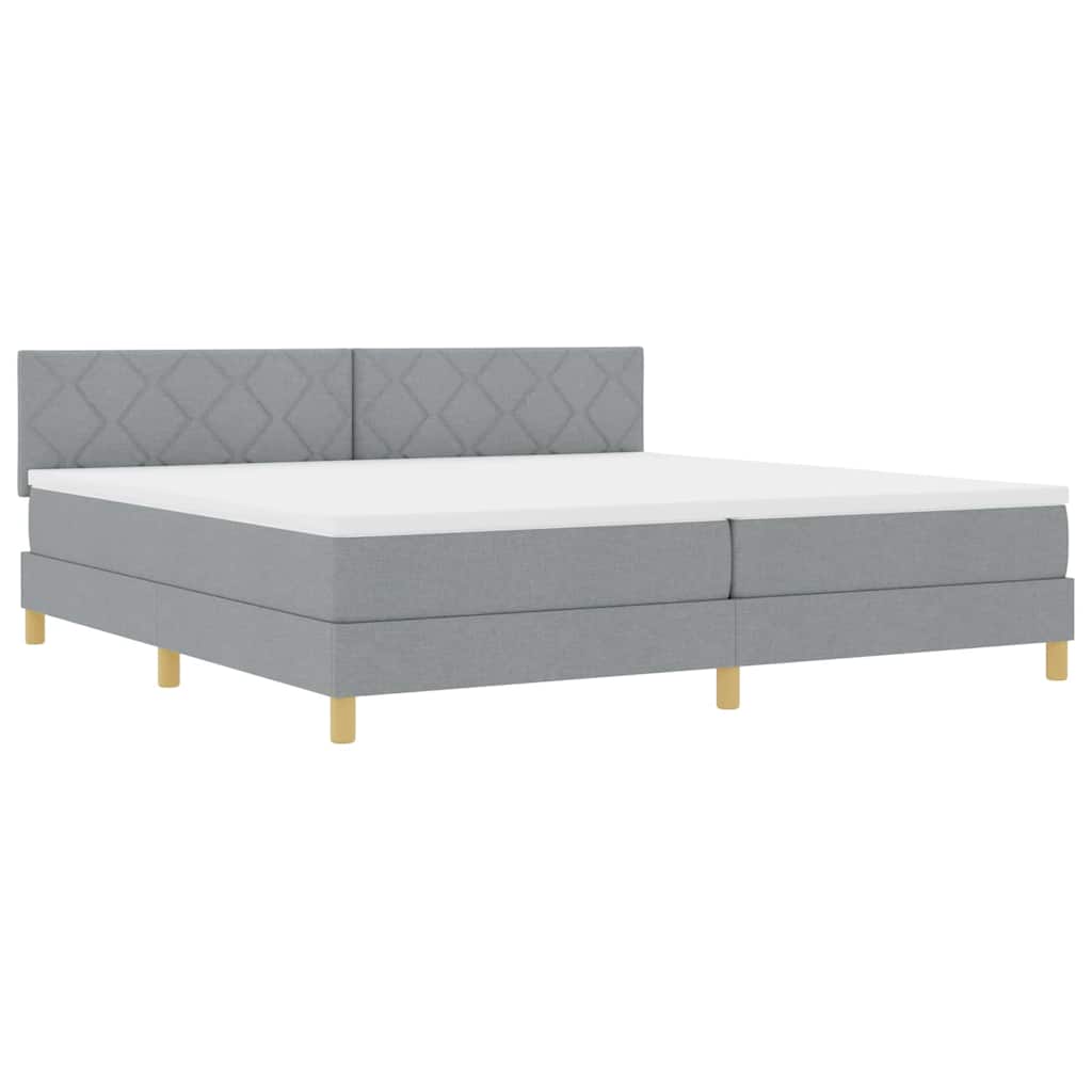 Boxspringbed met matras Lichtgrijs 200 x 200 cm Stof