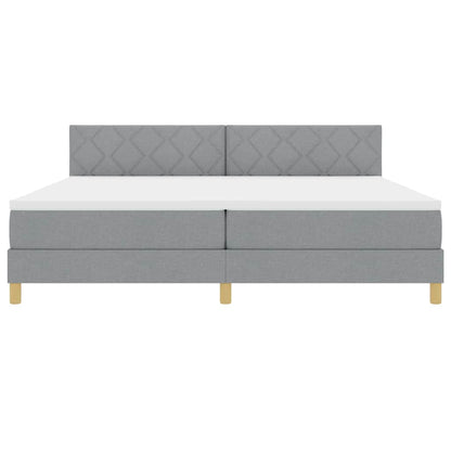 Boxspringbed met matras Lichtgrijs 200 x 200 cm Stof