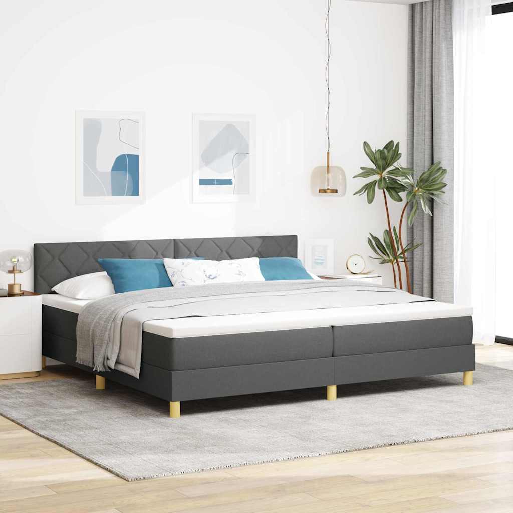 Boxspringbed met matras Donkergrijs 200 x 200 cm Stof