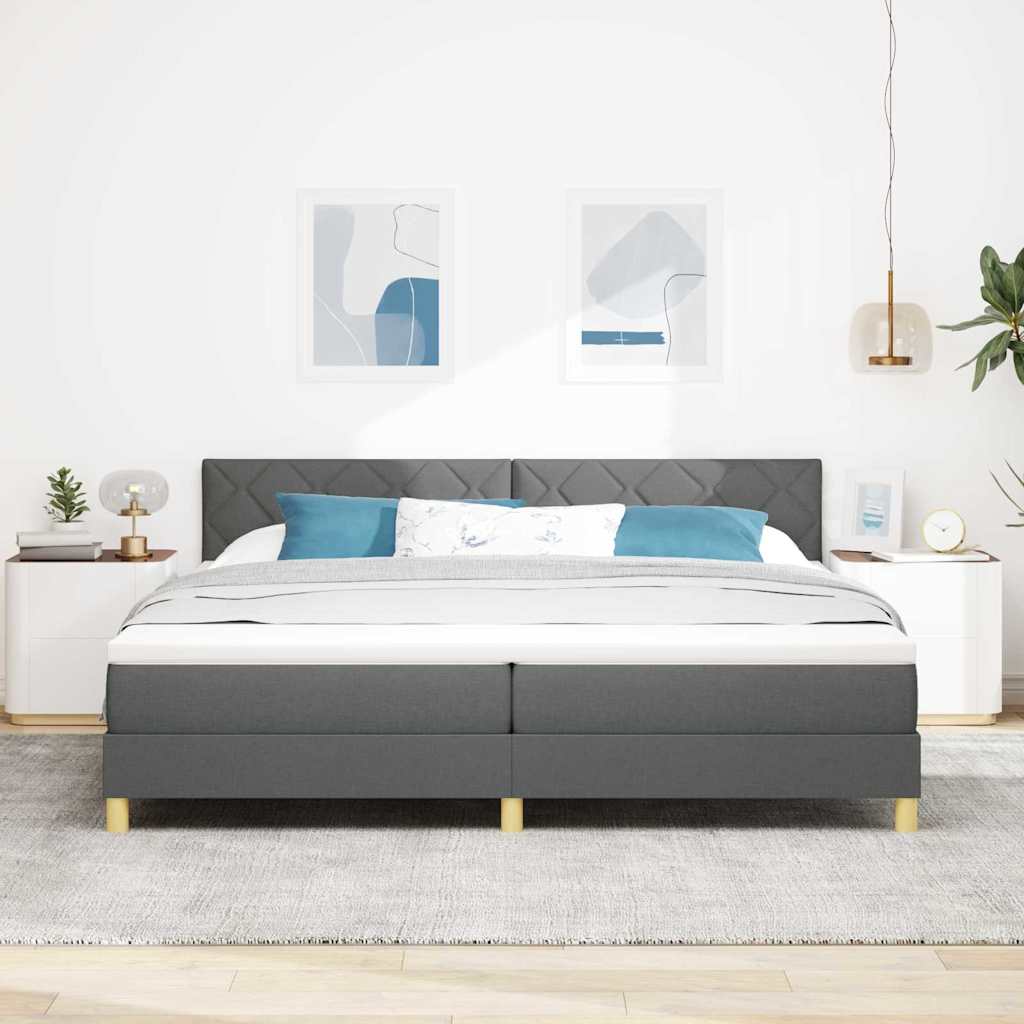 Boxspringbed met matras Donkergrijs 200 x 200 cm Stof