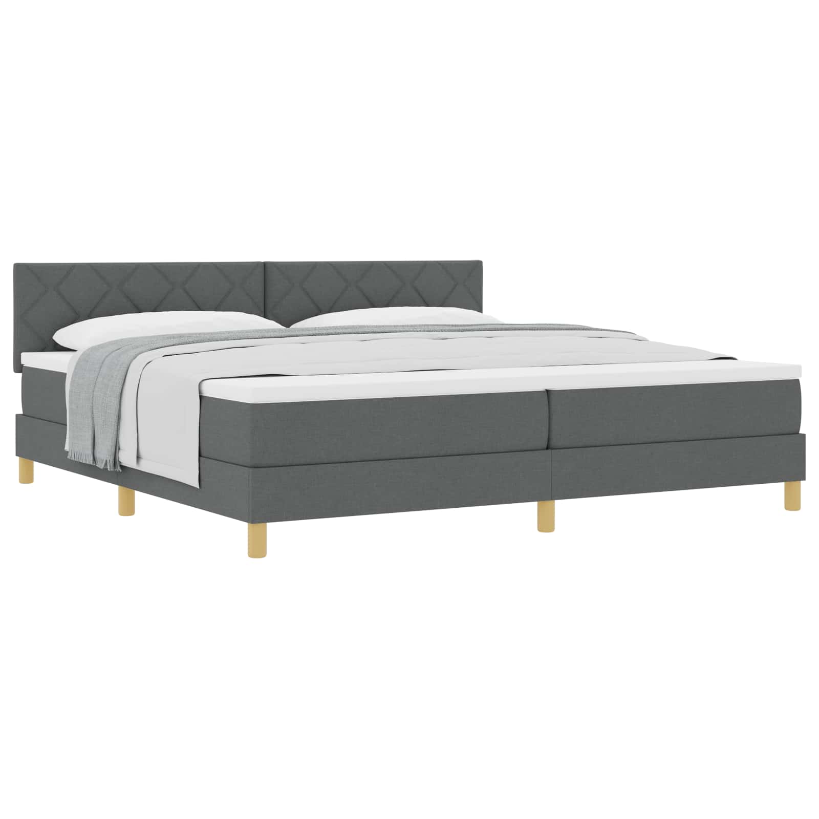Boxspringbed met matras Donkergrijs 200 x 200 cm Stof