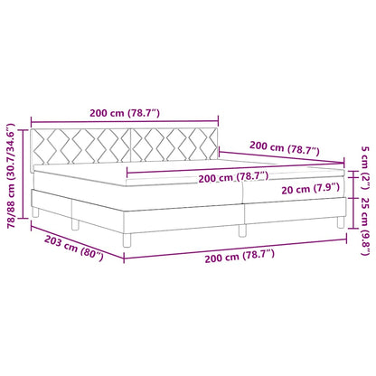Boxspringbed met matras Donkergrijs 200 x 200 cm Stof
