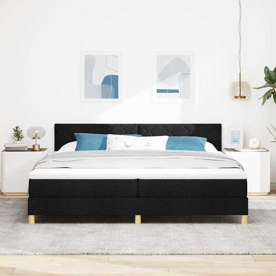 Boxspringbed met matras met matras Zwart 200 x 200 cm Stof