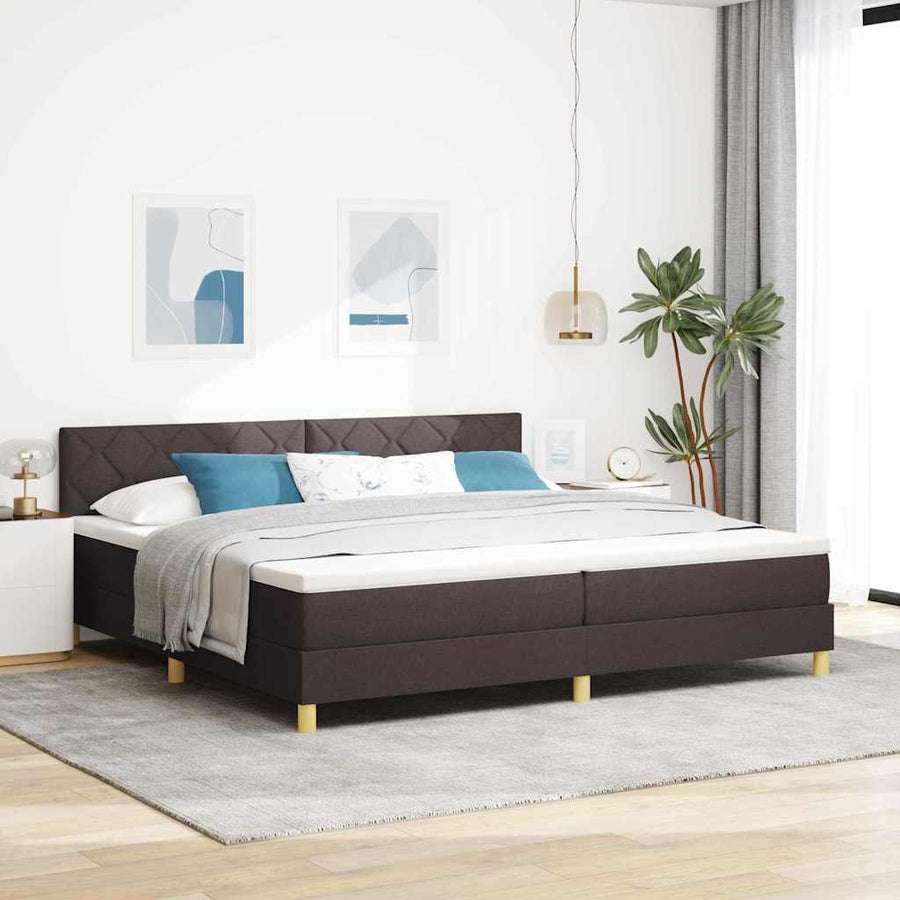Boxspringbed met matras Donkerbruin 200 x 200 cm Stof