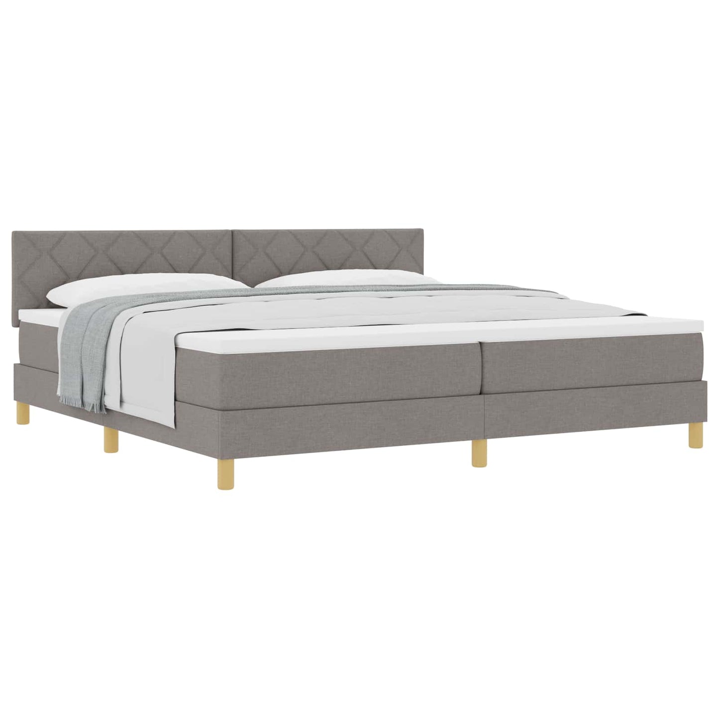 Boxspringbed met kussen met hoofdeinde Taupe 200 x 200 cm Stof