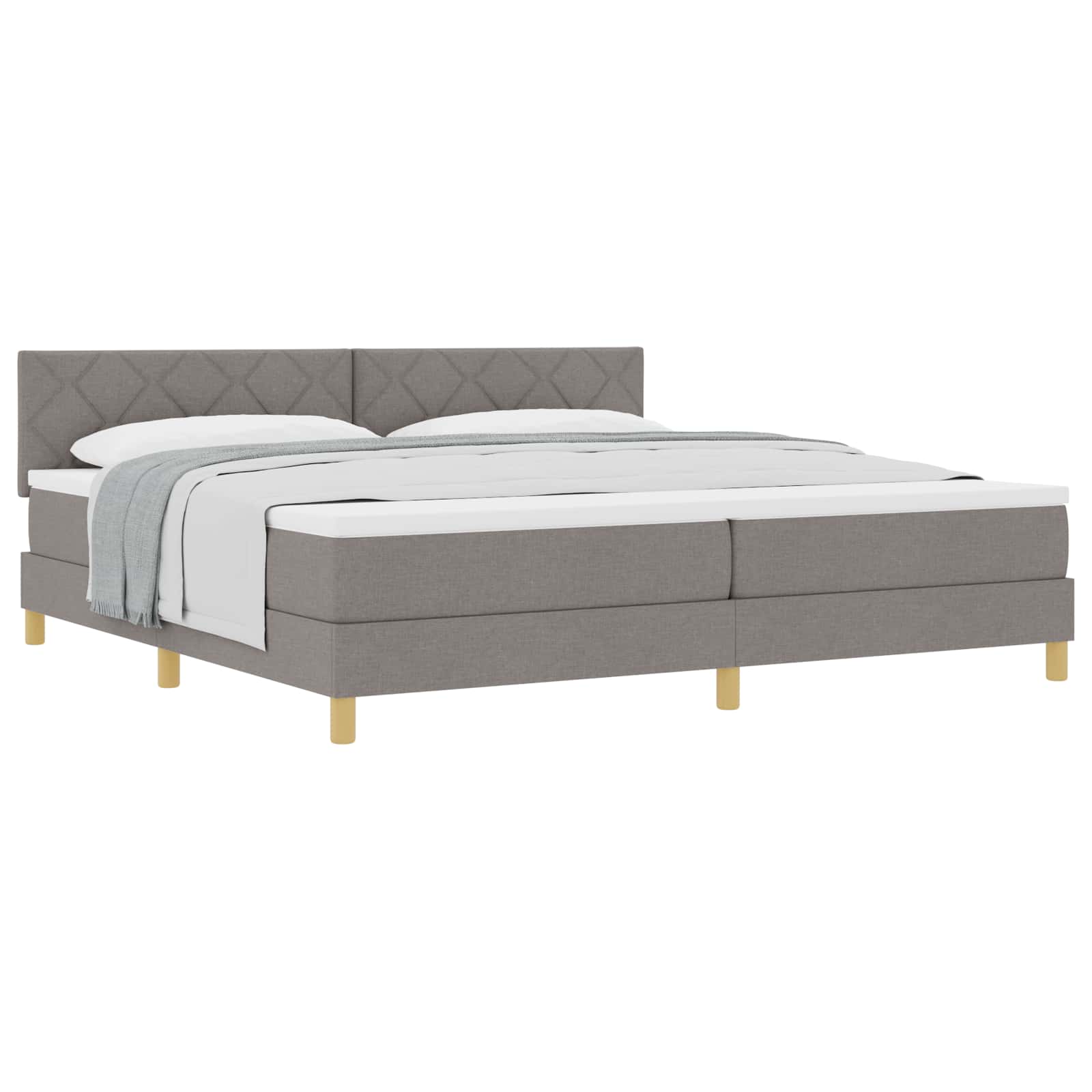 Boxspringbed met kussen met hoofdeinde Taupe 200 x 200 cm Stof