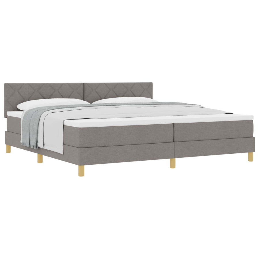 Boxspringbed met kussen met hoofdeinde Taupe 200 x 200 cm Stof