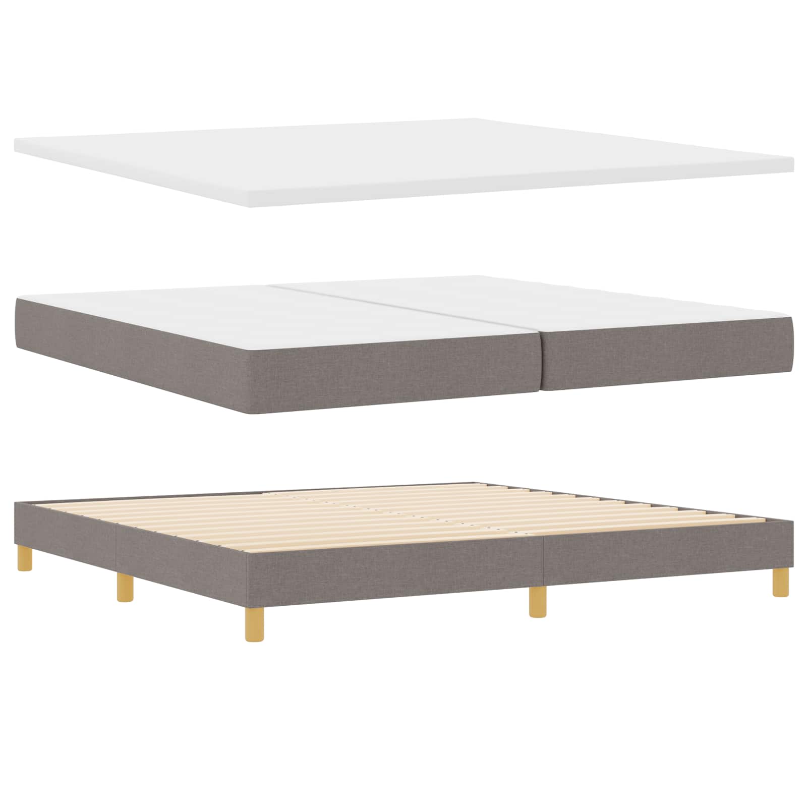 Boxspringbed met kussen met hoofdeinde Taupe 200 x 200 cm Stof