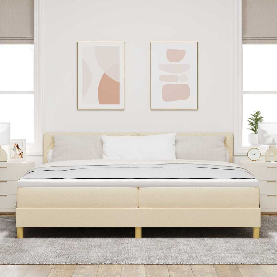 Boxspringbed met matras met matras Crème 200 x 200 cm Stof