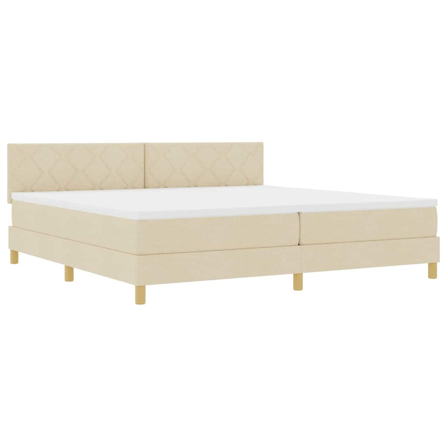 Boxspringbed met matras met matras Crème 200 x 200 cm Stof