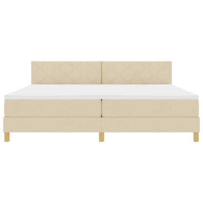 Boxspringbed met matras met matras Crème 200 x 200 cm Stof