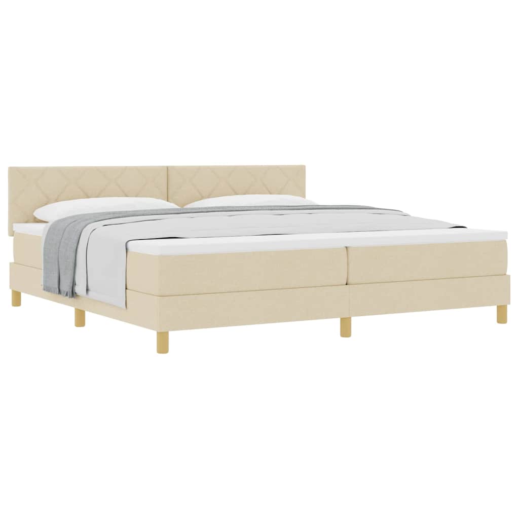 Boxspringbed met matras met matras Crème 200 x 200 cm Stof