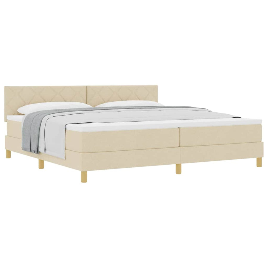Boxspringbed met matras met matras Crème 200 x 200 cm Stof
