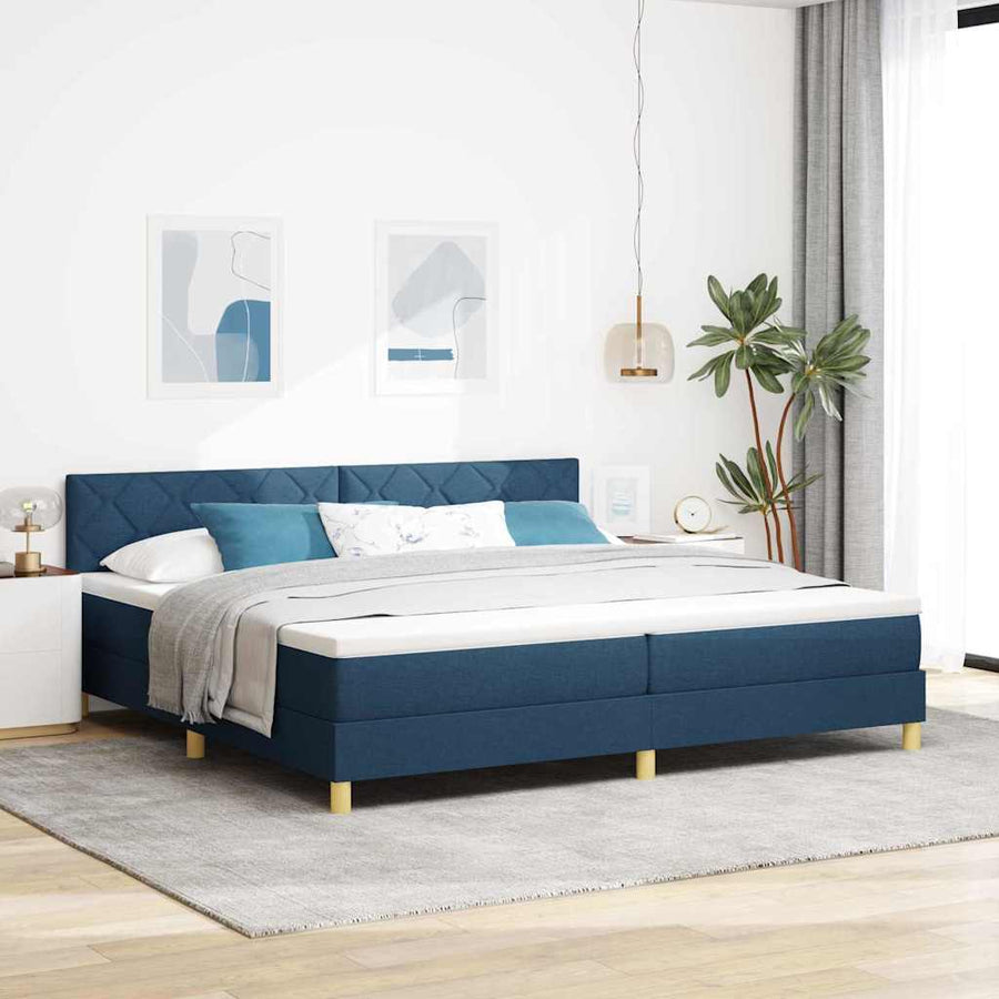 Boxspringbed met matras met hoofdeinde Blauw 200 x 200 cm Stof